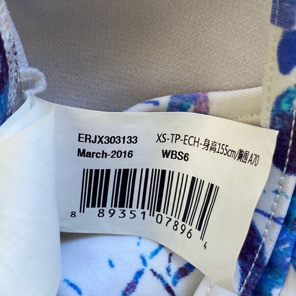 Roxy NWOT Bustier Swim Crop Top Preppy Seascape Blue/White Multi Y2K Surfer XS - Picture 7 of 8